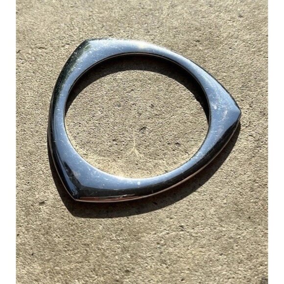 Vintage Rounded Bangle Square Geometric Shape Silver Tone Bracelet Sz 7.5”